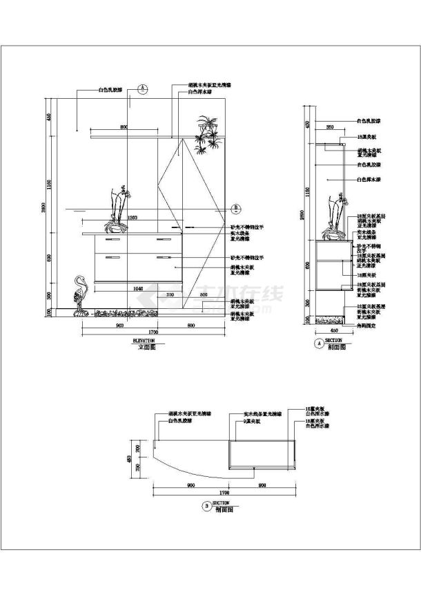 经典室内玄关装修设计cad全套施工图图库（甲级院设计，种类全）-图二