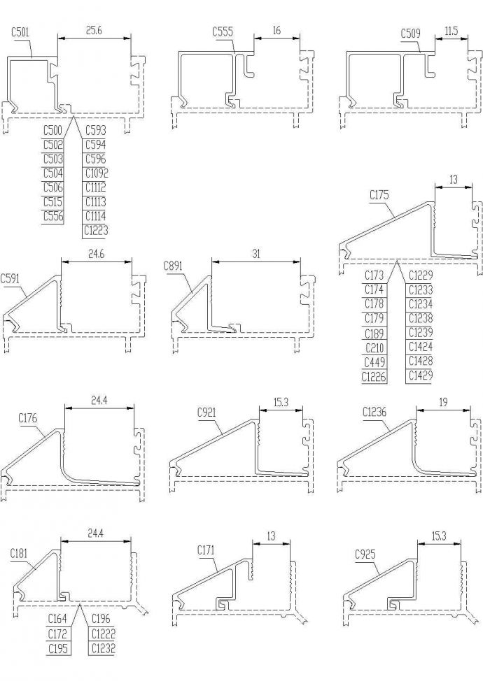 大型房屋住宅楼平开窗槽口宽度建筑设计CAD施工图（12张）_图1