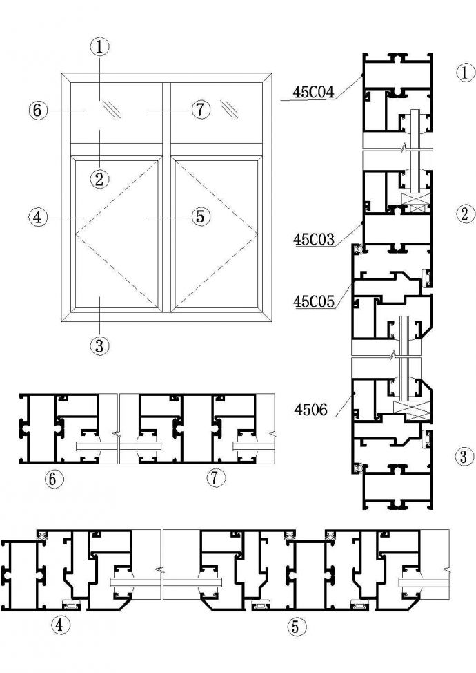 保定市某小区住宅楼内平开窗结构设计CAD施工图_图1