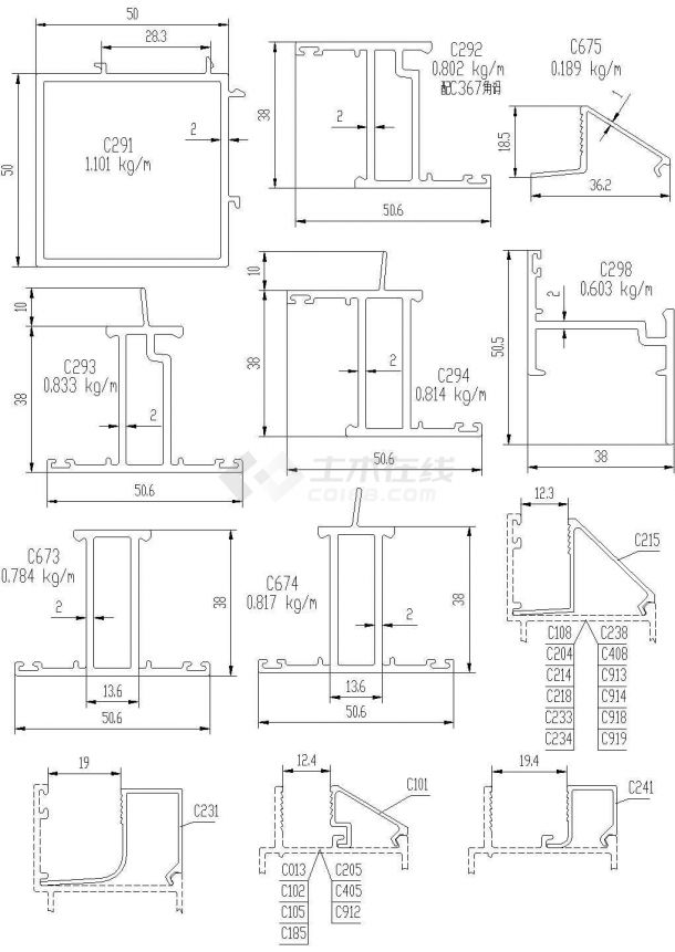 成都市双流区某小区住宅楼铝合金材质平开窗结构设计CAD施工图-图一