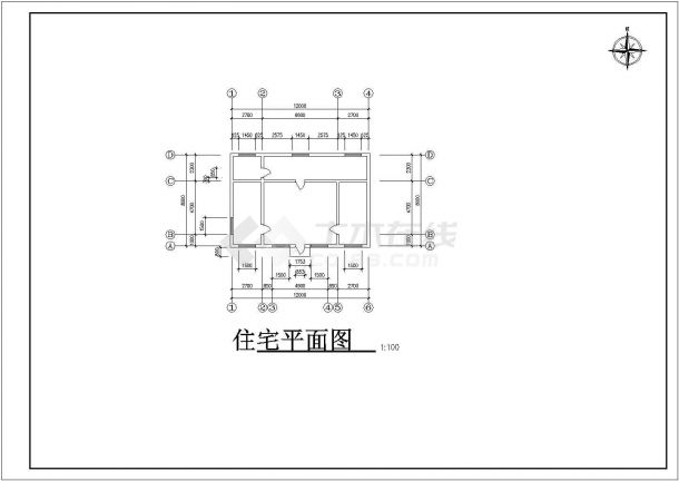 呼和浩特市某养殖场1600平米单层钢结构牧场建筑设计CAD图纸-图二