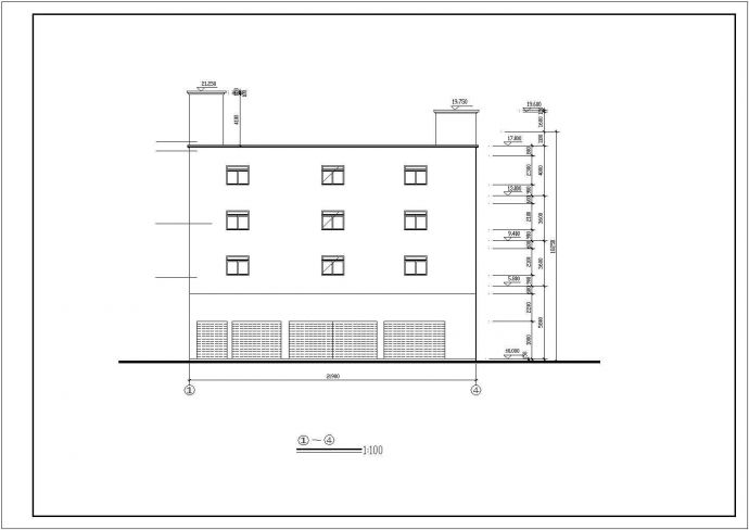 太原市某钢铁厂4层框架结构焊接车间建筑设计CAD图纸_图1