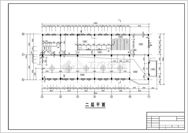 重庆市某水厂1300平米2层框架结构过滤厂房建筑设计CAD图纸-图一