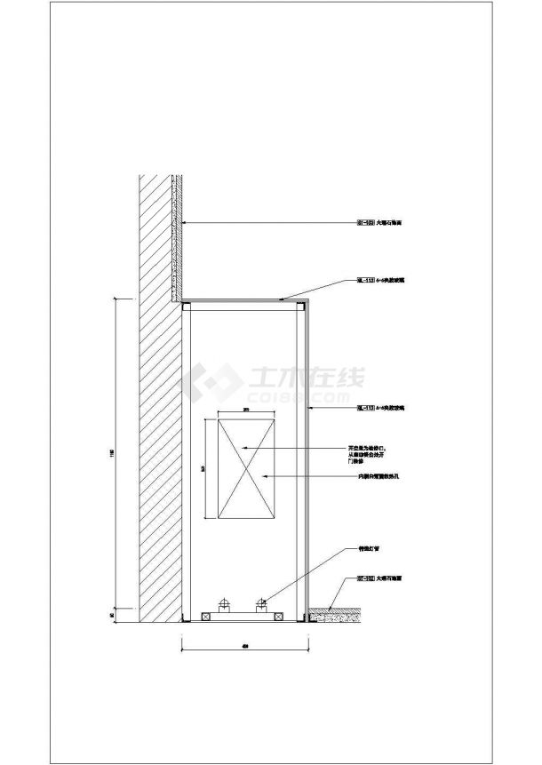 某现代标准人造石饰面与木饰面厨房装修详细设计施工CAD图纸-图二