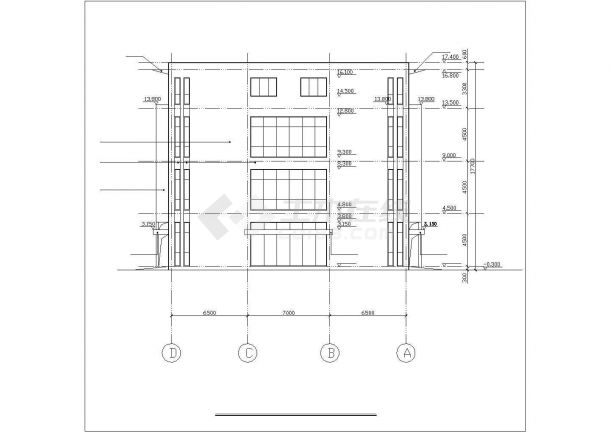 重庆市某工厂3900平米3层框架结构加工厂房建筑设计CAD图纸-图二