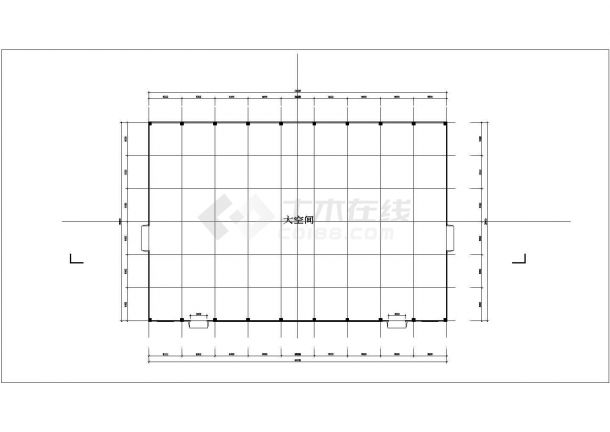 大庆市某钢材厂2000平米单层框架结构生产厂房平立面设计CAD图纸-图一