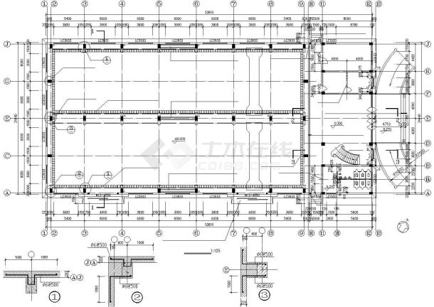 上海某医药公司1900平米2+1层框架结构生产车间建筑设计CAD图纸-图一
