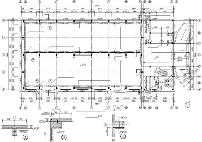 上海某医药公司1900平米2+1层框架结构生产车间建筑设计CAD图纸_图1
