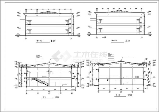珠海市某玻璃厂1600平米2层框架结构生产厂房建筑设计CAD图纸-图二