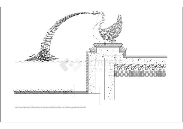 某景观广场小品水池雕塑设计cad建筑施工图（甲级院设计）-图二