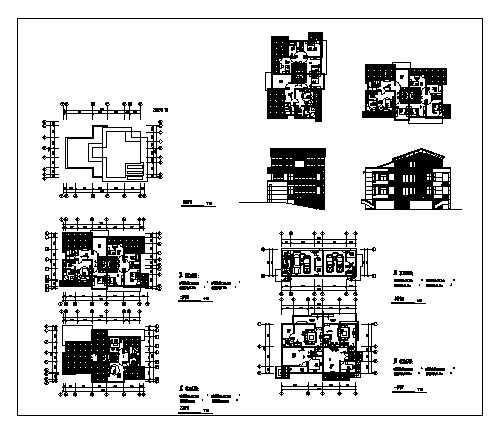 某四层双联CD型别墅建筑施工cad图，共四张_图1