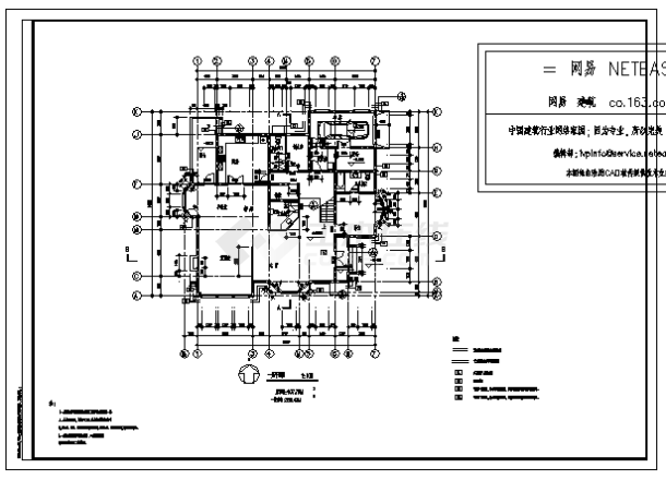 408平方米某二层别墅建筑施工cad图，共六张-图一