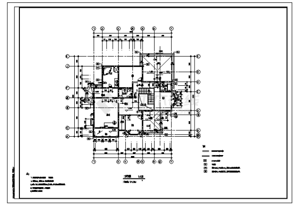 408平方米某二层别墅建筑施工cad图，共六张-图二