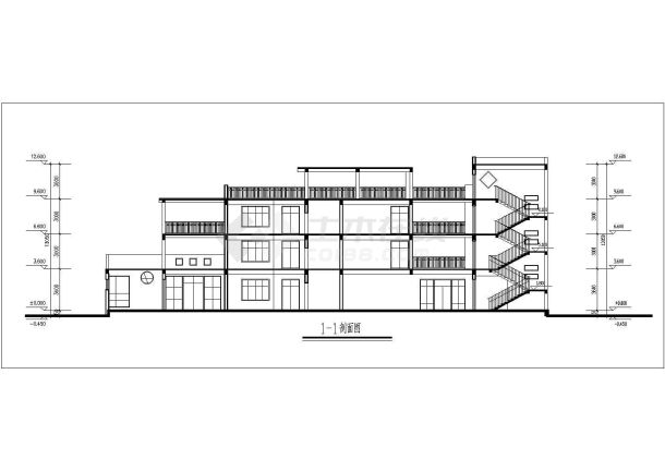 某3班4层幼儿园建筑设计cad施工图-图二