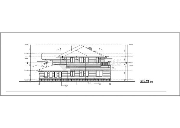 370平米2层混合结构独栋别墅全套平立剖面设计CAD图纸-图二