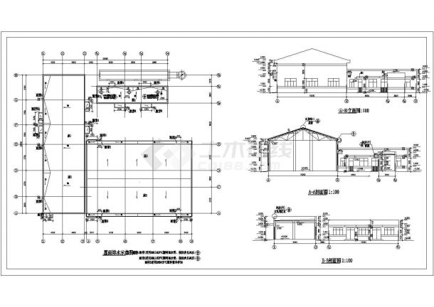 某单层框架结构锅炉房设计cad全套建筑施工图-图一