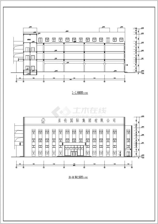 某四层框架结构大型厂房设计cad全套建筑施工图纸-图一