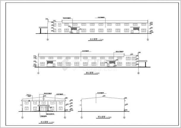 某二层砖混结构工业厂房设计cad详细建筑施工图-图一