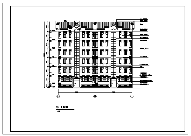 某六层带阁楼住宅全套建筑施工cad图(带半地下室设计，共二十二张)-图一