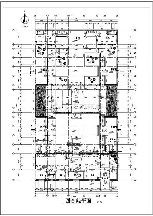 某二层砖混结构四合院设计cad全套建施图（含设计说明）-图二