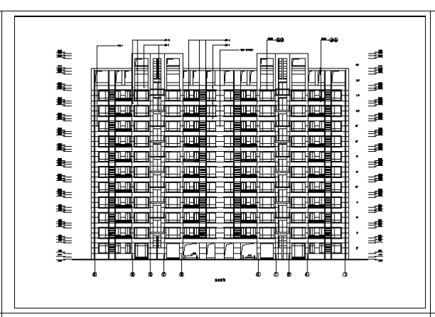 某十三层住宅楼全套建筑施工cad图，共八张-图二