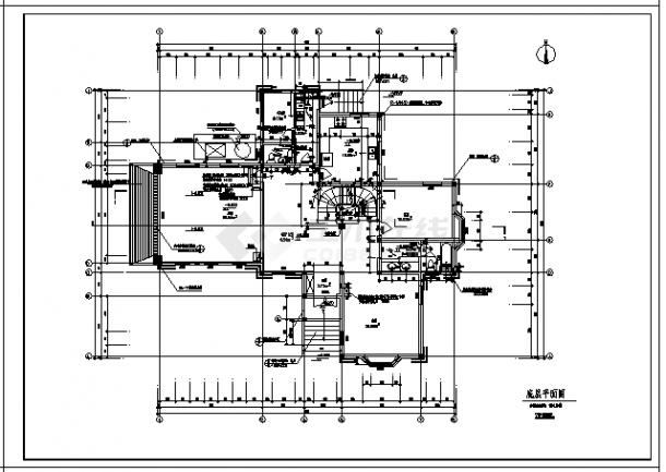 某二层带地下室花园别墅全套建筑施工cad图，共十九张-图二