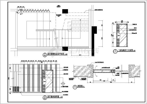 某多层餐厅室内装修设计cad全套施工图（标注详细）-图二