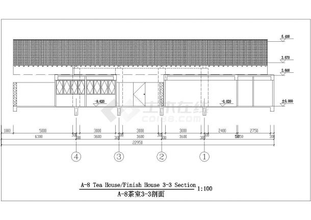 某單層仿古風格茶室設計cad全套建築施工圖(甲級院設計)