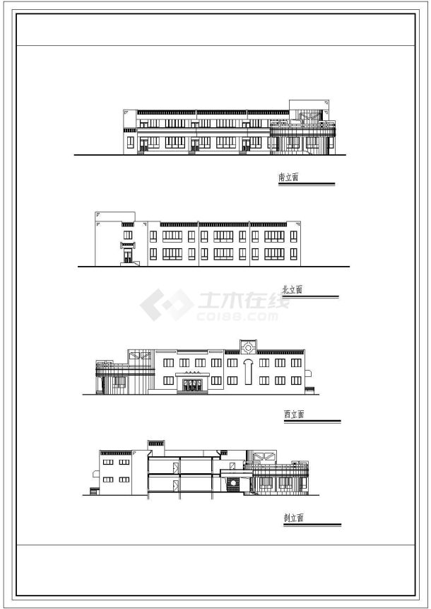 某6班2层幼儿园设计cad建筑方案图-图一