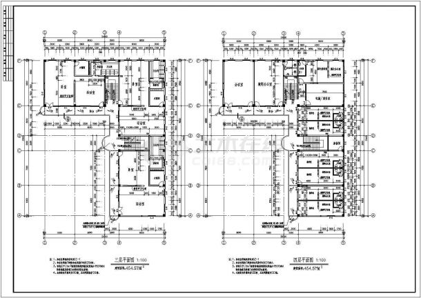 某7班 4层1829.95平米L型幼儿园设计cad全套建筑施工图-图二