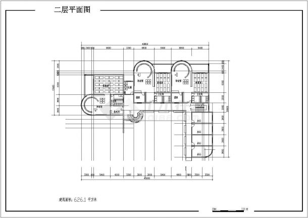 某7班3层1413.6平米幼儿园建筑方案设计cad图纸-图二