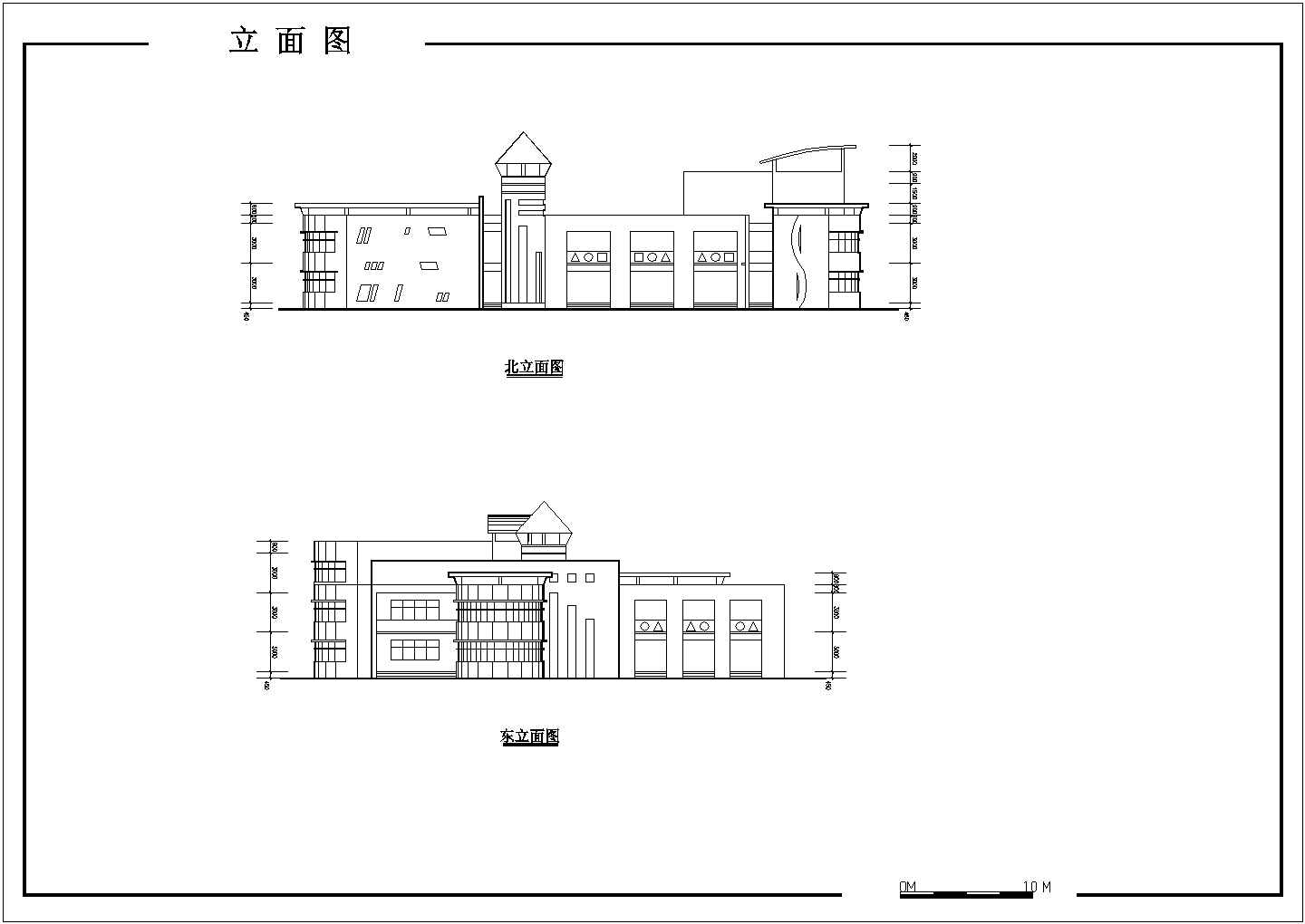 某7班3层1413.6平米幼儿园建筑方案设计cad图纸