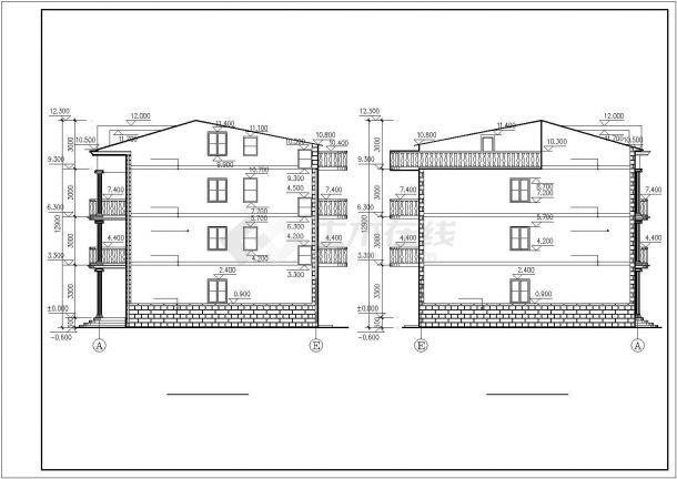南昌市某小区440平米3+1层砖混结构乡村民居别墅建筑设计CAD图纸-图二