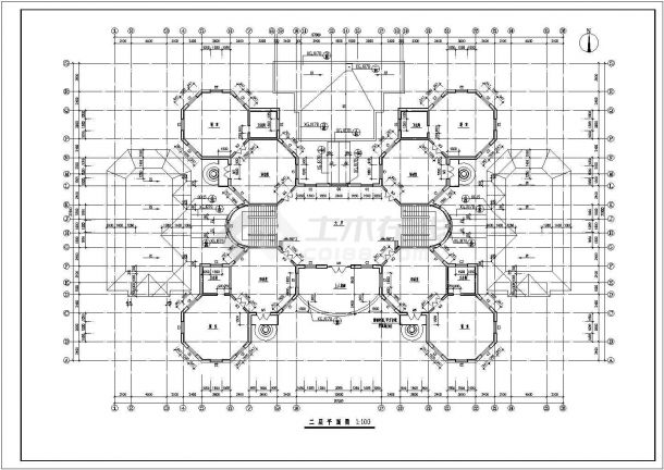 某8班 2层2053平米欧式幼儿园设计cad全套建筑施工图（含设计说明）-图二