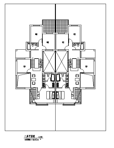 某二层小别墅建筑施工cad图，共八张-图一