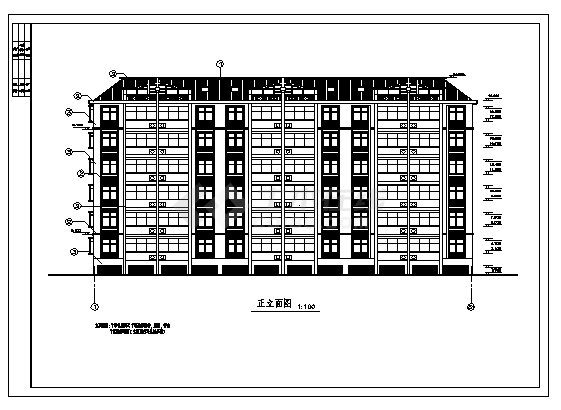 某小区六层带阁楼住宅楼建筑施工cad图，共七张-图二