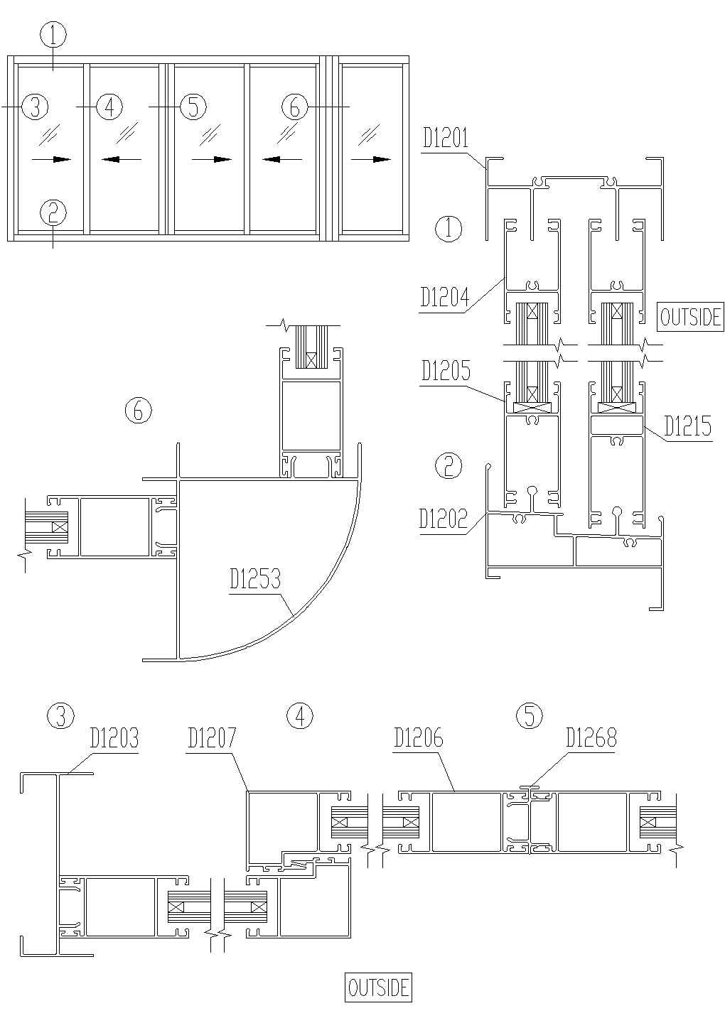 苏州某大学宿舍楼新型铝合金密封推拉窗结构设计CAD施工图