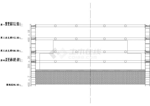 19m高钢板桩围堰平面示意图纸（含断面图立面图）-图一