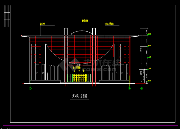 某四层框架结构城建图书馆设计cad建筑方案图（含设计说明）-图二