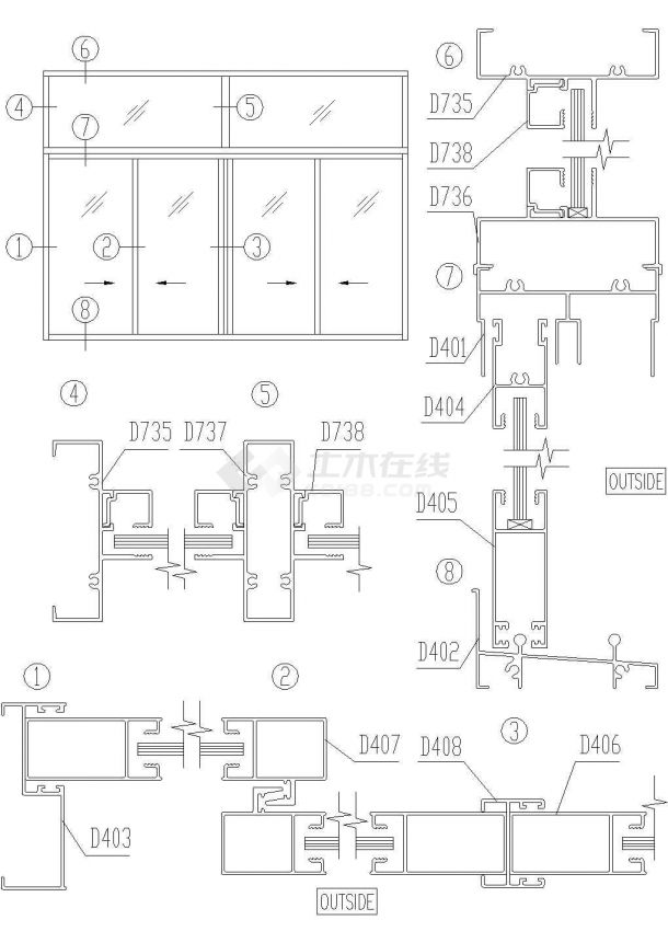 南京市建邺区某私人别墅推拉窗结构设计CAD施工图-图一