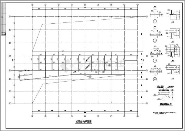 某长安汽车带夹层钢展厅设计cad全套结构施工图（甲级院设计）-图二
