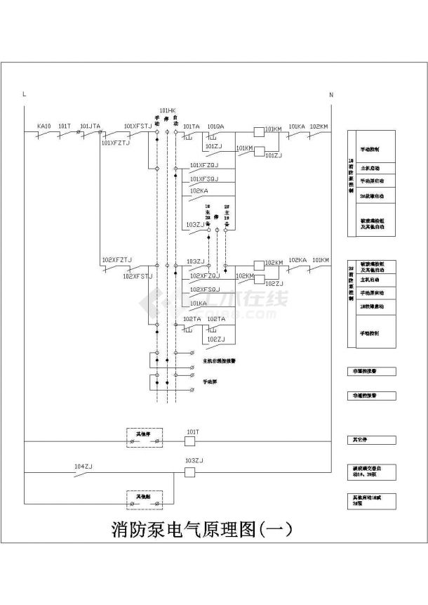 某现代标准型消防喷淋泵启动二次原理系统详细设计施工CAD图纸-图二