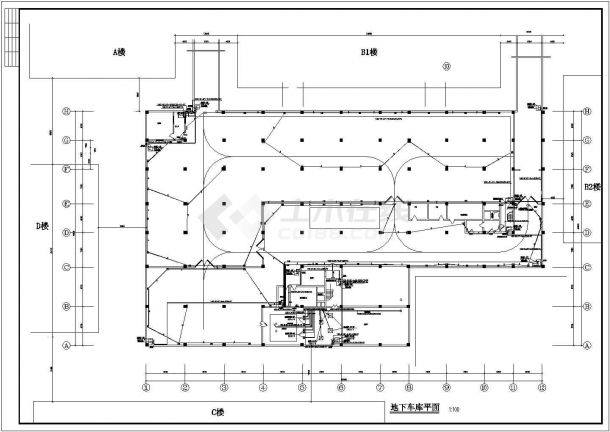 某现代标准大型车库电气消防报警系统详细设计施工CAD图纸-图二