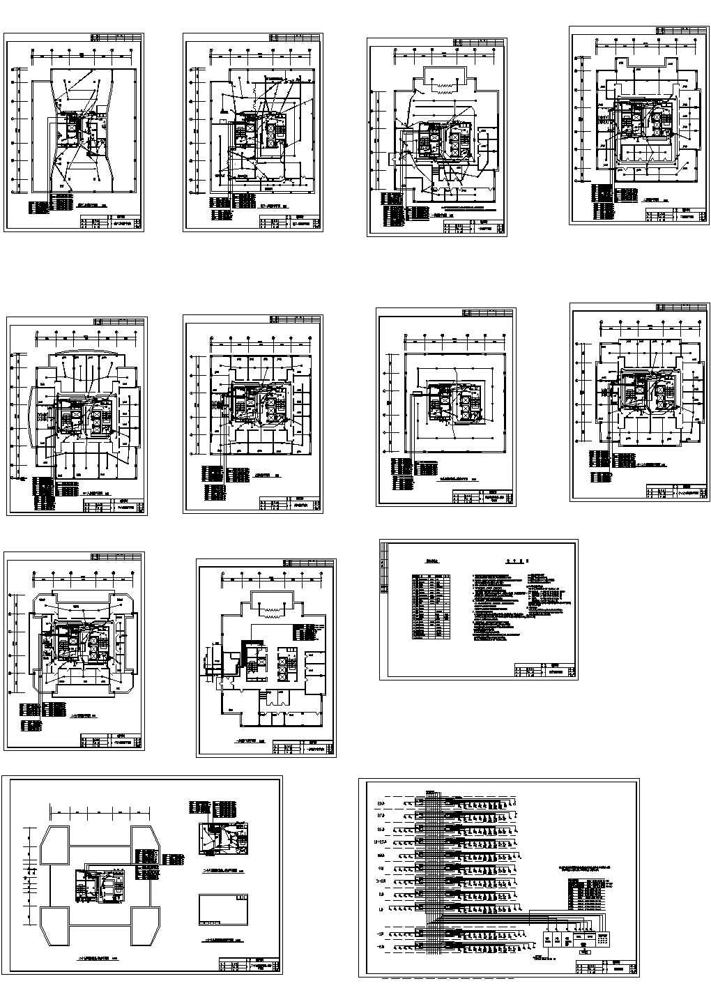 某现代标准大型大厦消防系统详细设计施工CAD图纸
