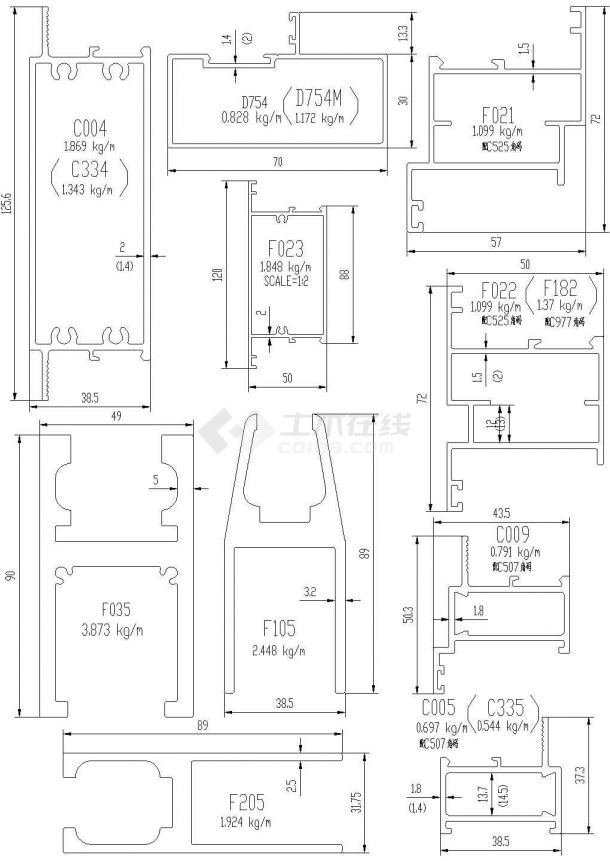 重庆万州区某私人别墅铝合金平开门结构设计CAD施工图-图二