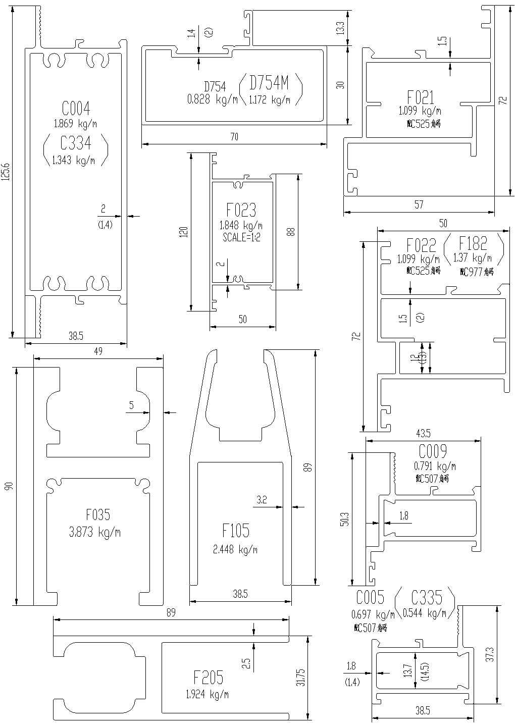 重庆万州区某私人别墅铝合金平开门结构设计CAD施工图