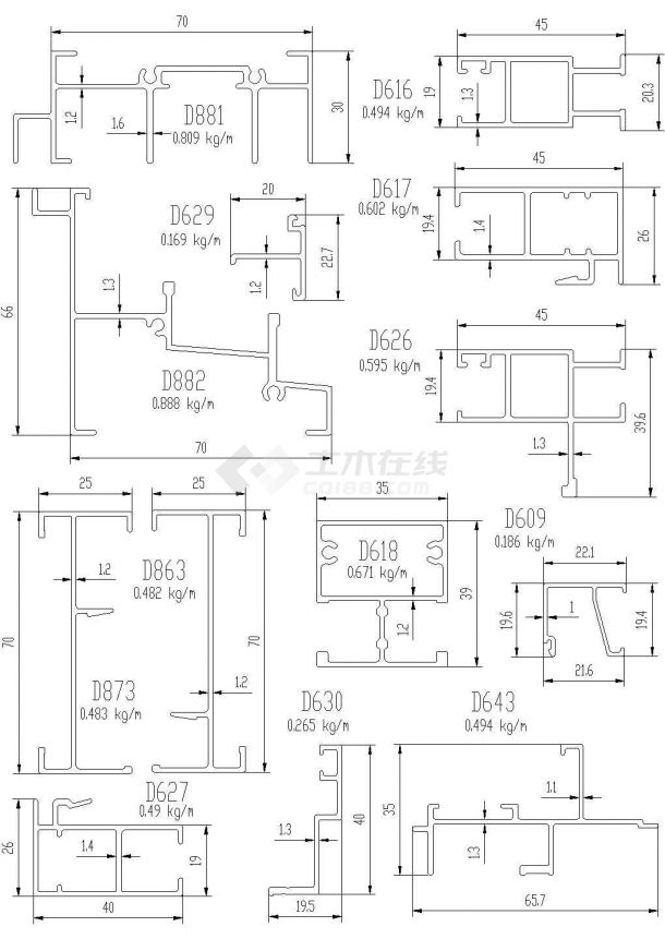 成都市某大学图书馆铝合金推拉窗建筑设计CAD施工图-图一