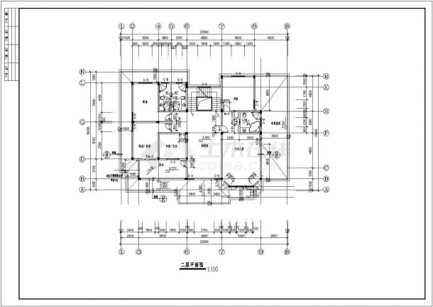 某三层框架结构简欧风格私人别墅设计cad全套建施图（含设计说明）-图二
