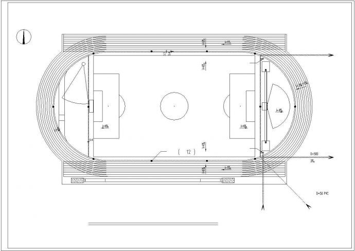 潍坊市某中学800米标准塑胶操场全套建筑设计CAD图纸_图1