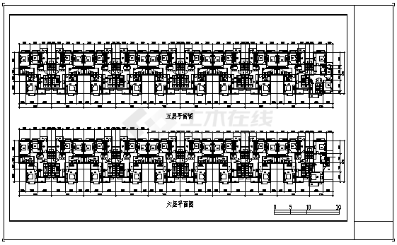 某七层小区住宅建筑施工cad图，共六张-图二